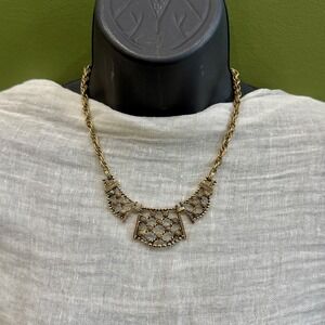 Gold Tone Filigree Statement Necklace Boho Tribal Bib Antique‎ Style